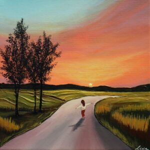 Akrilfestmény tájkép-Anya megtaláltam az utam