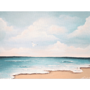 Akrilfestmény tájkép-Egy nap a tengerparton