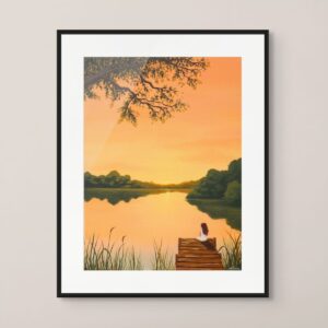 Akrilfestmény nyomat tájkép fekete kerettel-Elég, ahogy vagy