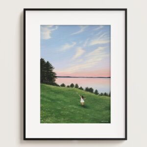 Akrilfestmény tájkép nyomat fekete kerettel-Gyermeki szemmel