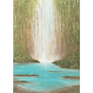 Acrylic painting semi-abstract waterscape - Madeira waterfalls