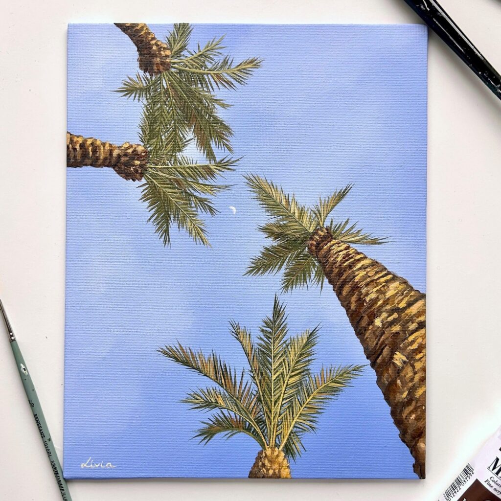 Acrylic painting - Under the palm trees I.